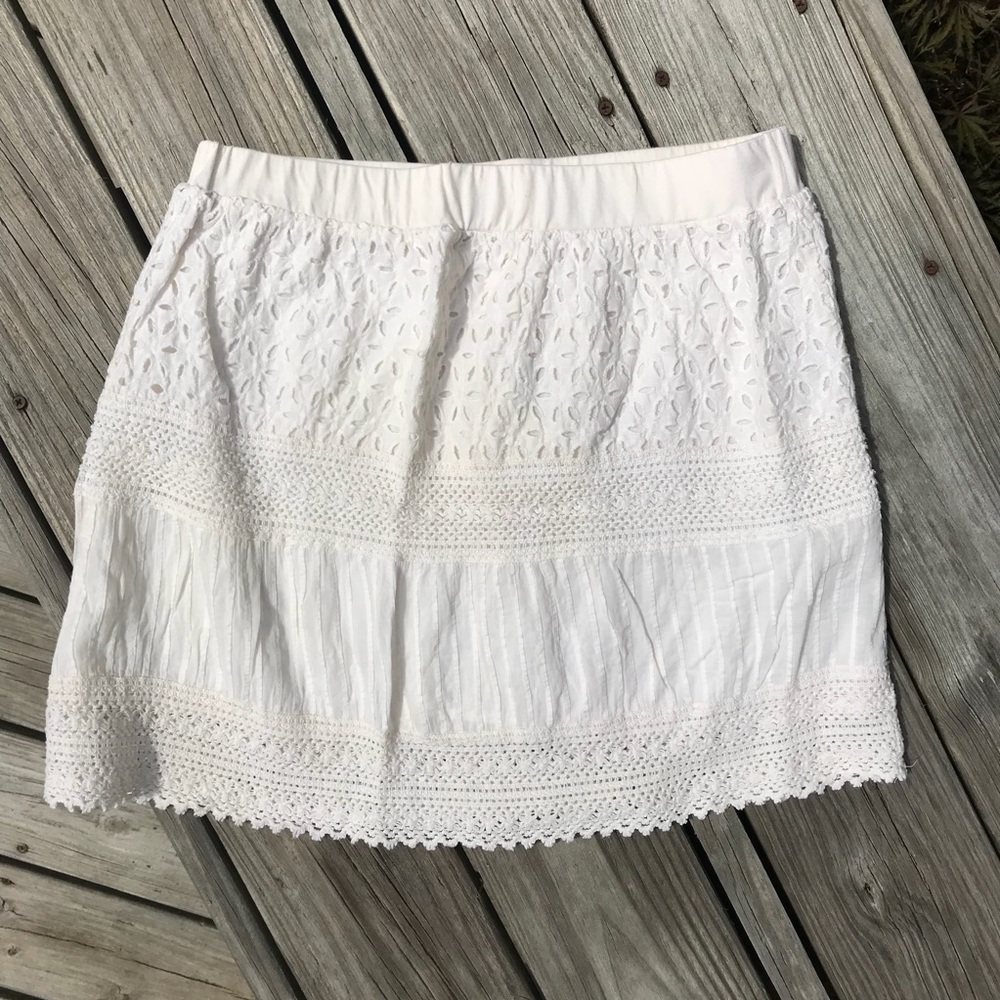 Cream Lace Casual Skirt